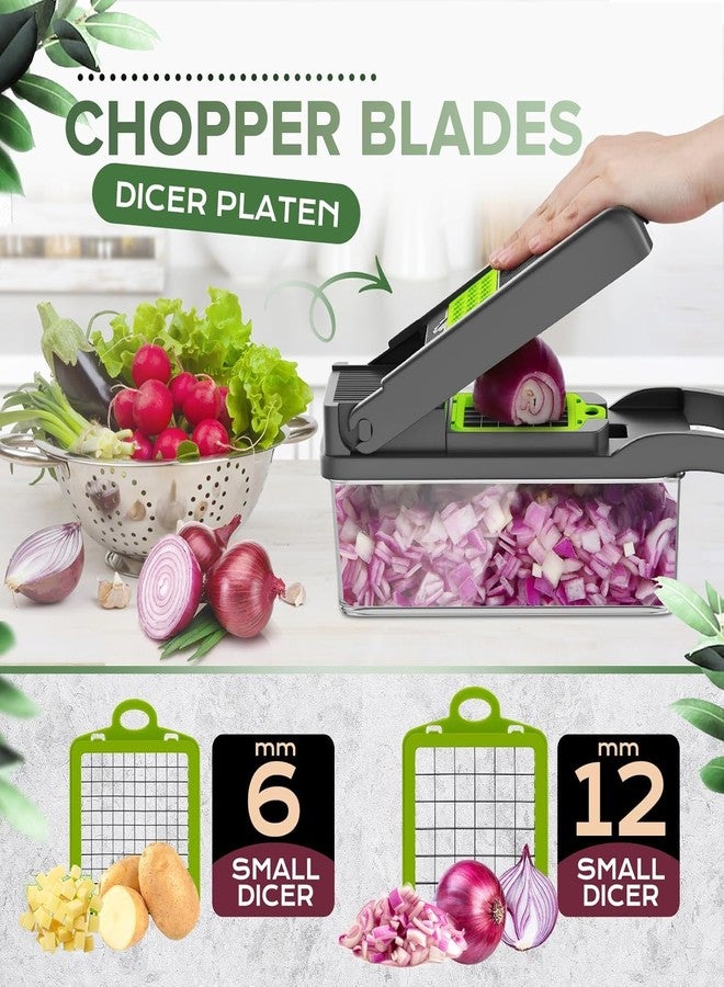 Vyoree 14-in-1 Multipurpose Vegetable Chopper & Fruit Cutter | Manual Slicer Dicer with Food-Grade Unbreakable Body | Sabzi Cutter for Kitchen Use with Container - Multicolor - Image 2